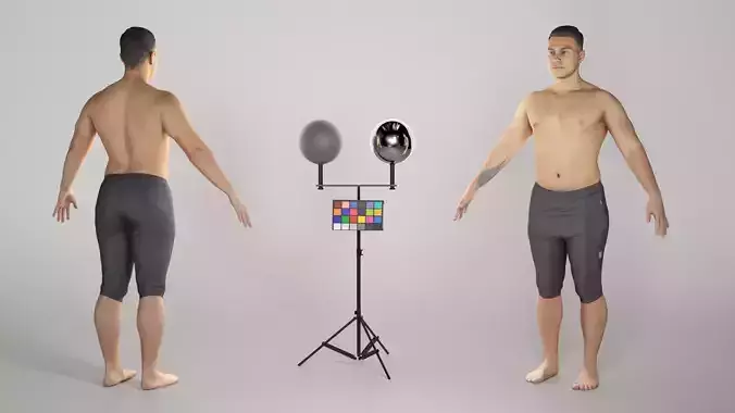 Shirtless athletic man in A-pose 310 Low-poly 3D model