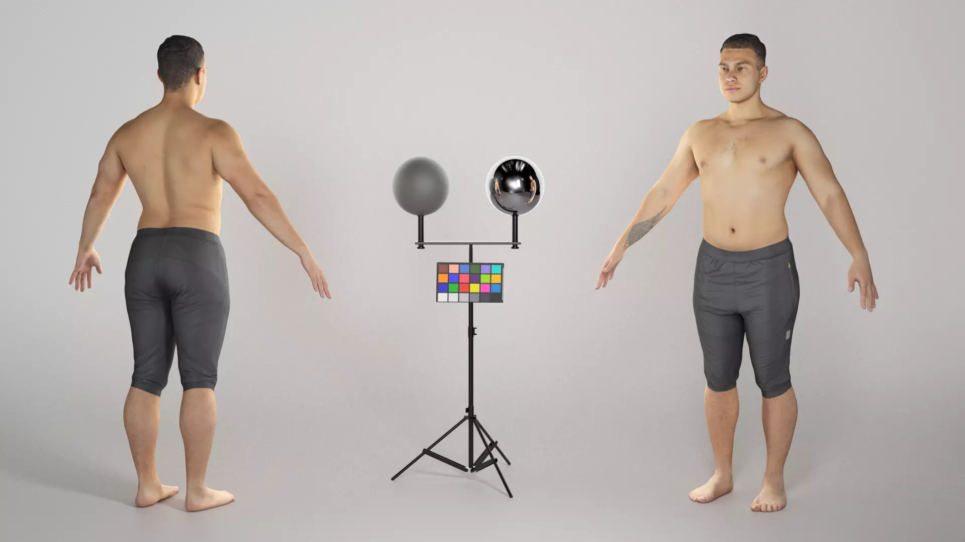 Shirtless athletic man in A-pose 310 Low-poly 3D model_0