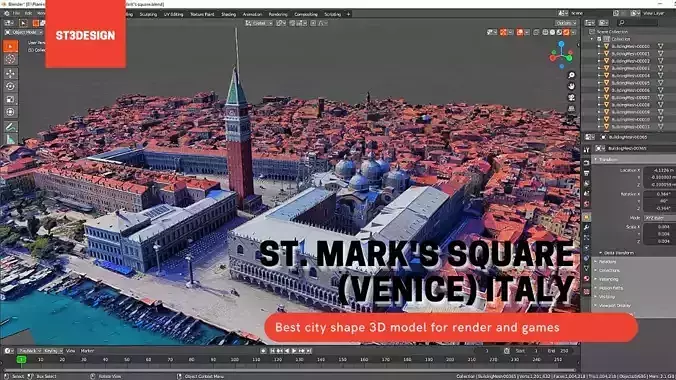  St Mark square Venice ITALY with texture Free low-poly 3D model