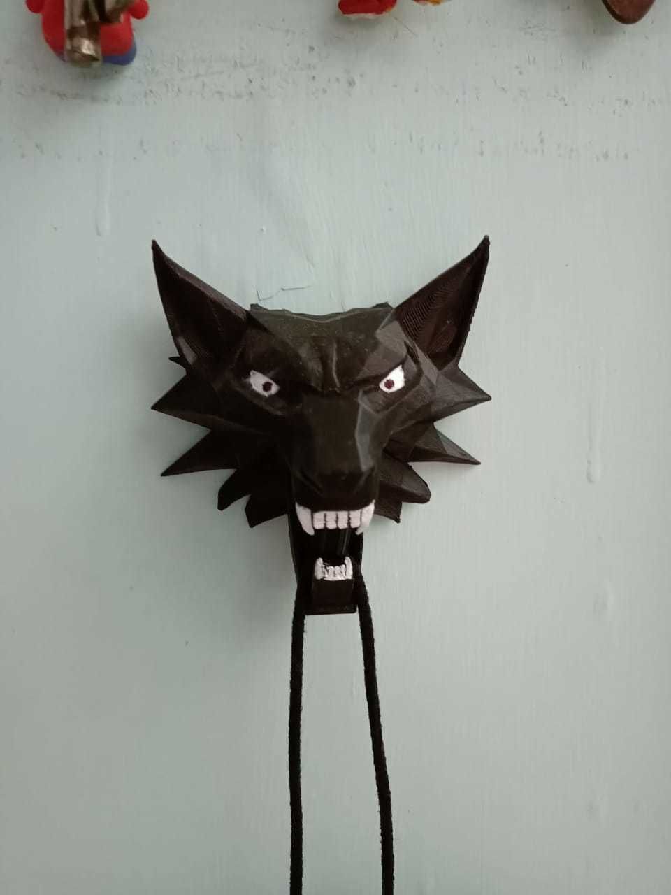 Wolf shaped hook for mask towels and keys 3D print model_3
