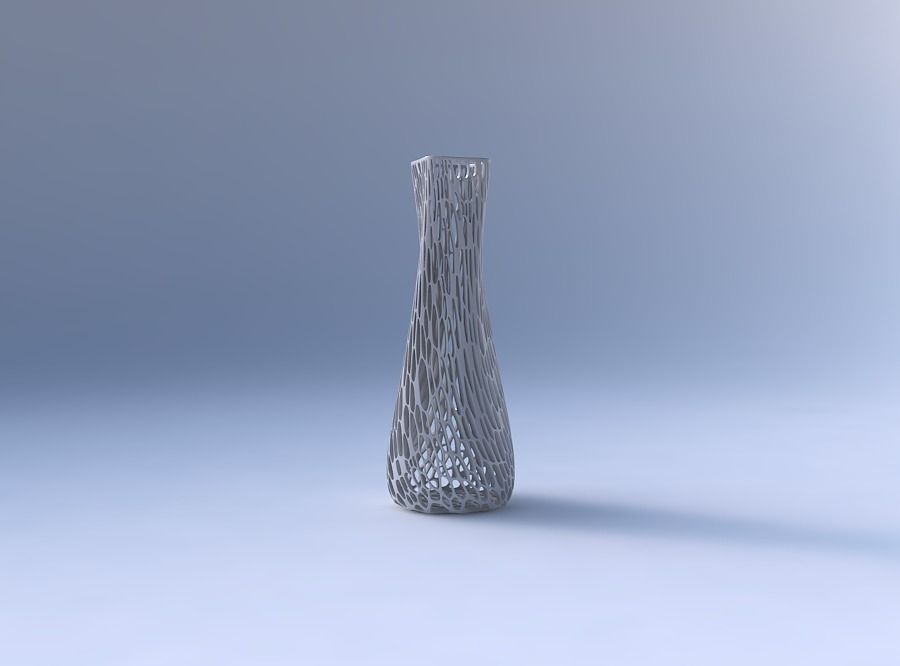 Vase semi quadratic with organic lattice and twisted thickness 2 3D print model_4