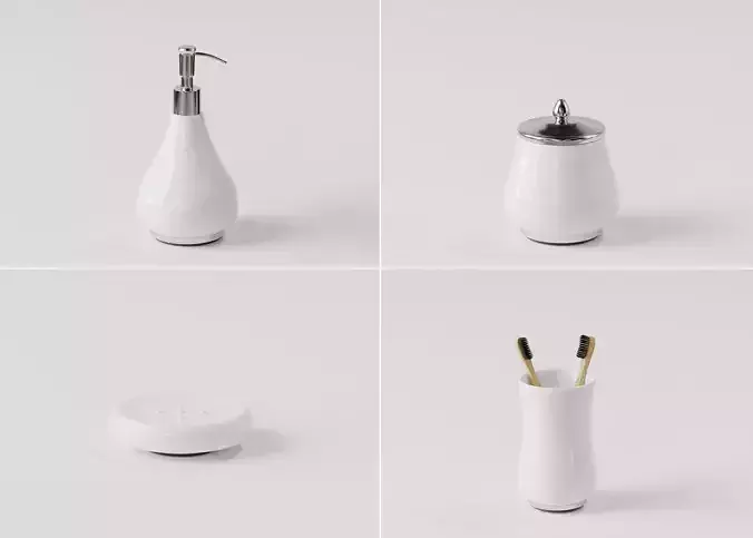 Bathroom Accessories Set 01 3D model
