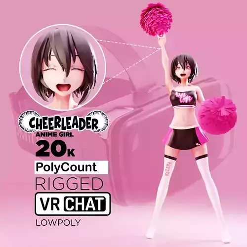Cheerleader Anime Girl Low-poly 3D model