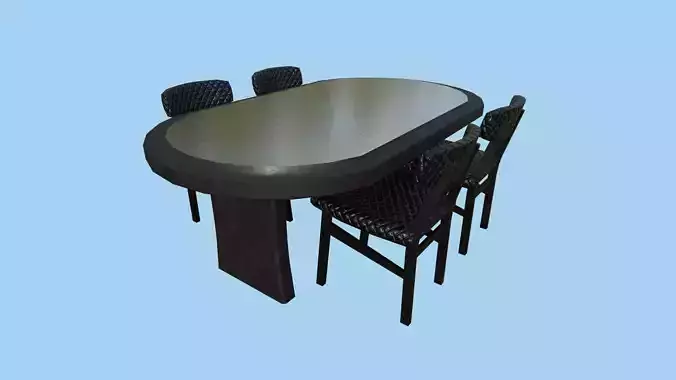 Black Steel Dinning Table 34 - Furniture Interior Design Low-poly 3D model