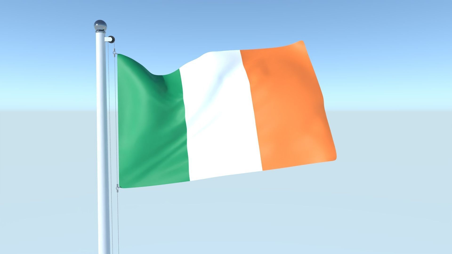 Animated Flag of Ireland Low-poly 3D model_3