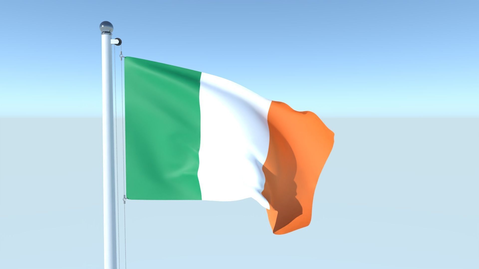 Animated Flag of Ireland Low-poly 3D model_1