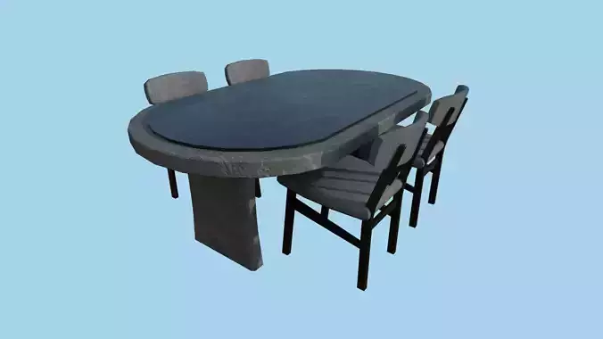 Concrete Black Dinning Table 39 - Furniture Interior Design Low-poly 3D model