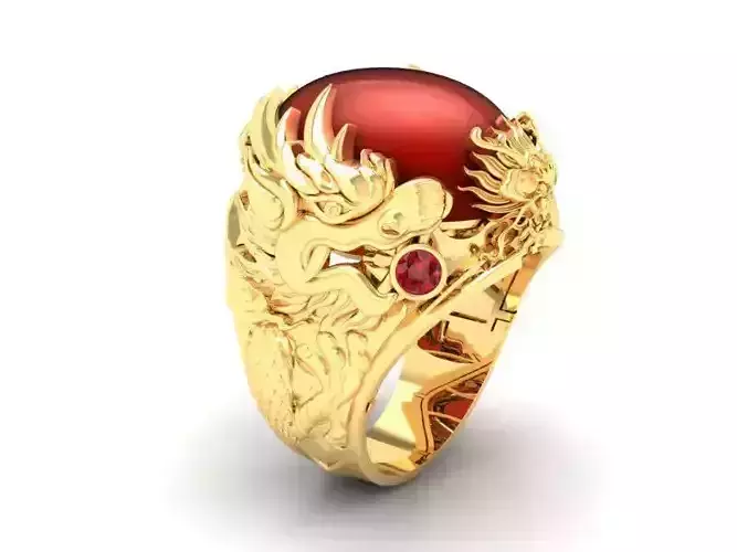 fengshui  gold dragon ring  215 3D print model