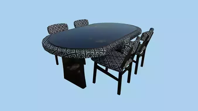 Black White Dinning Table 40 - Furniture Interior Design Low-poly 3D model