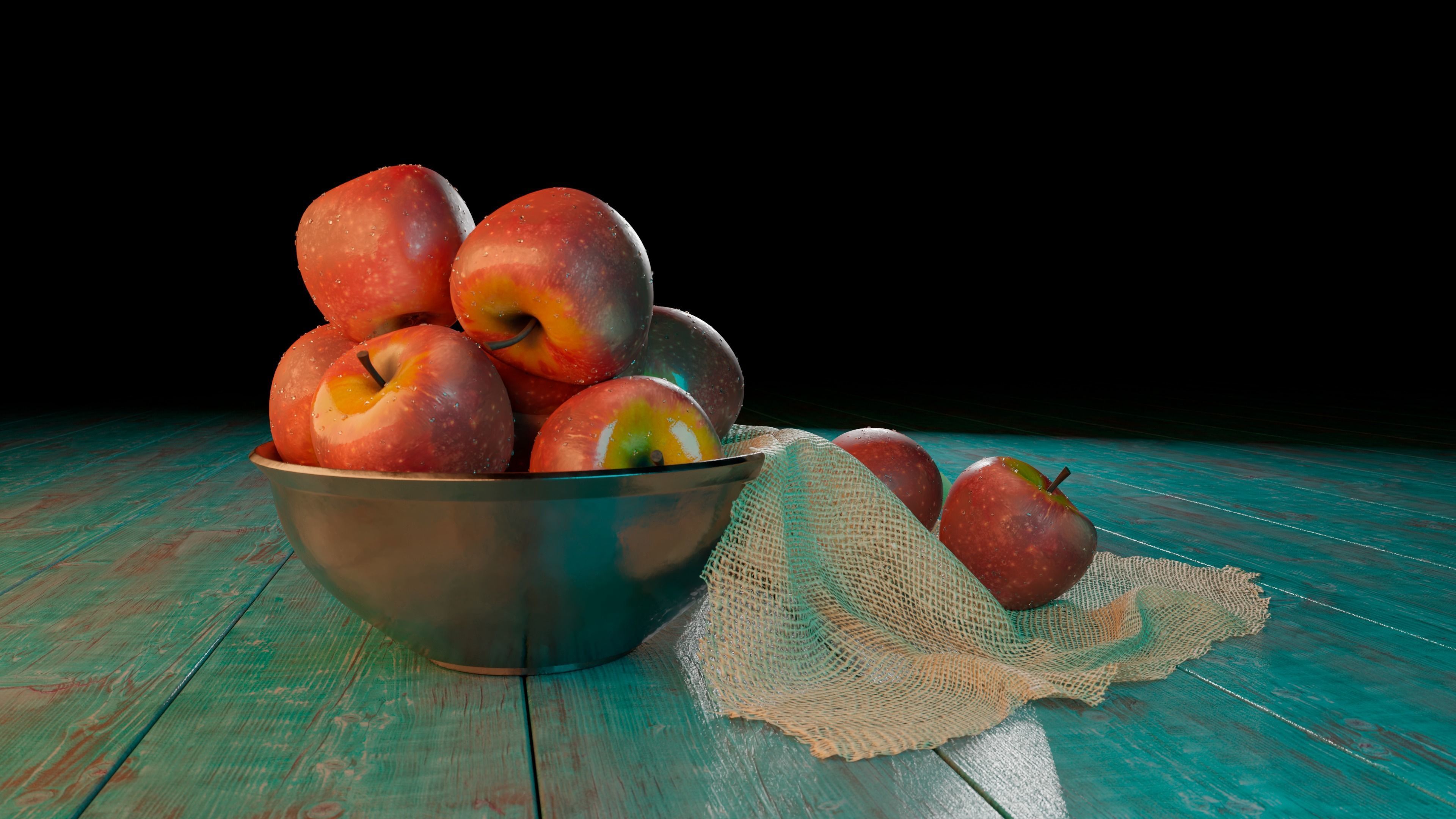 Apples in the bowl 3D model_2