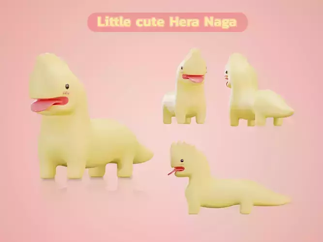Cartoon little cute Hera dragon from Himmapan calture Free 3D model