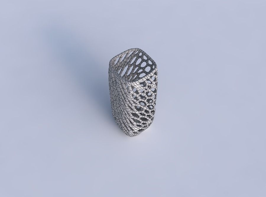 Vase quadratic tall with twisted organic lattice 3D print model_6
