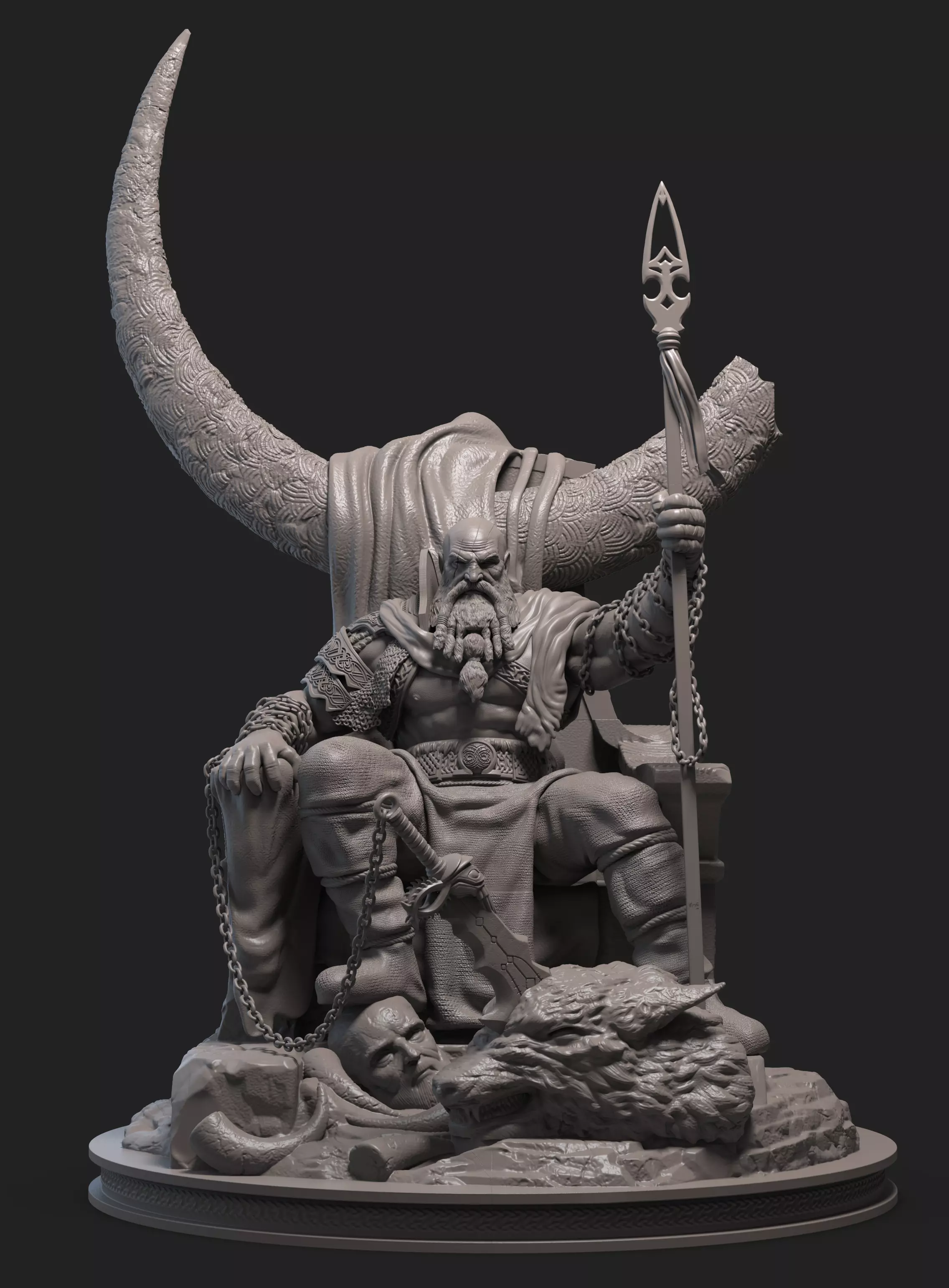 Kratos On Throne STLs for 3d print 3D print model