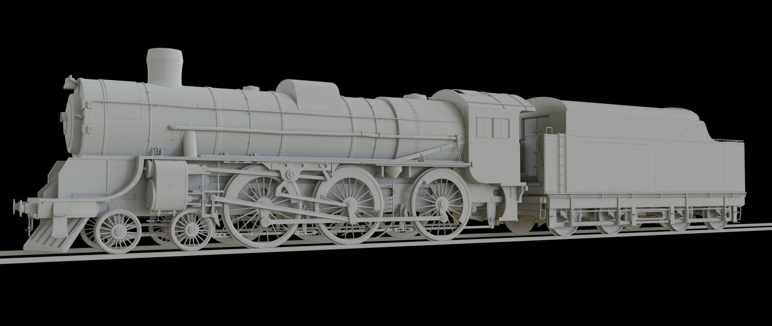 Locomotive and Coalcar model RIGGED 3D model_15