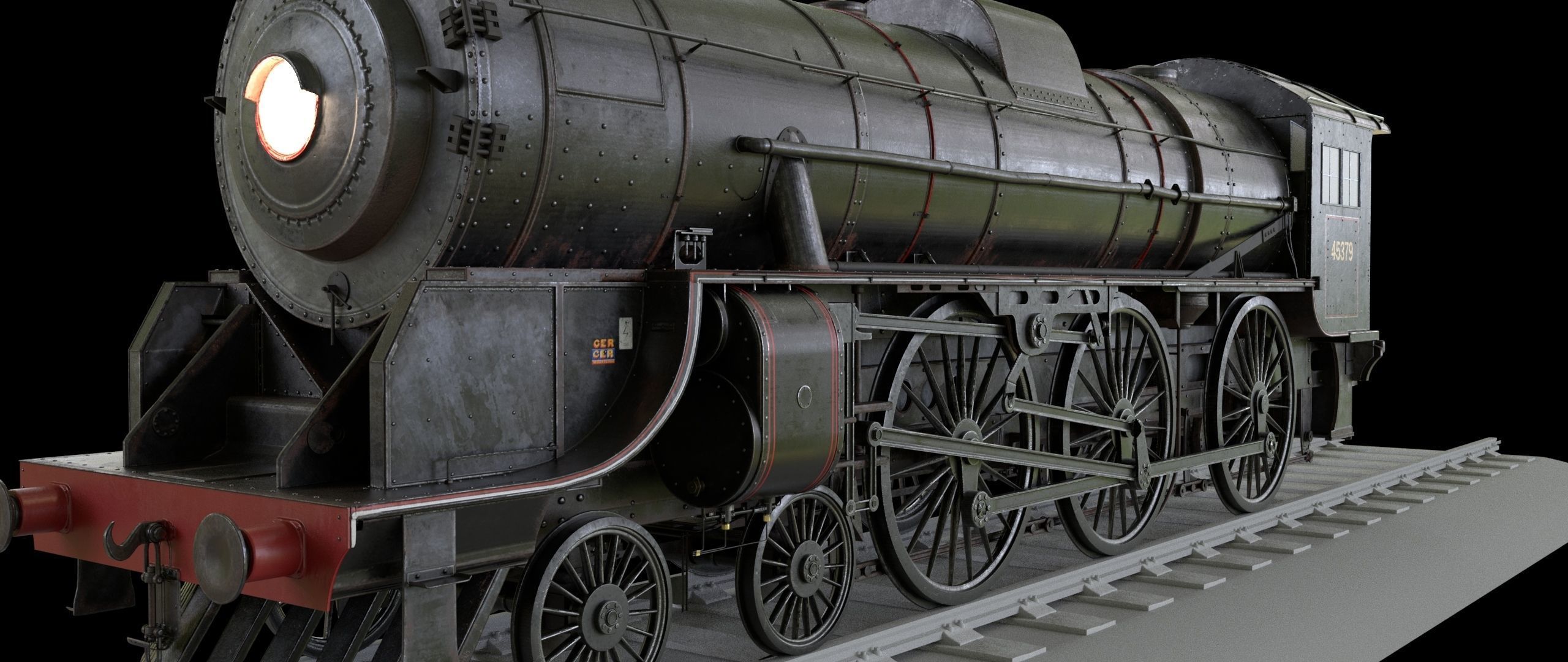 Locomotive and Coalcar model RIGGED 3D model_29