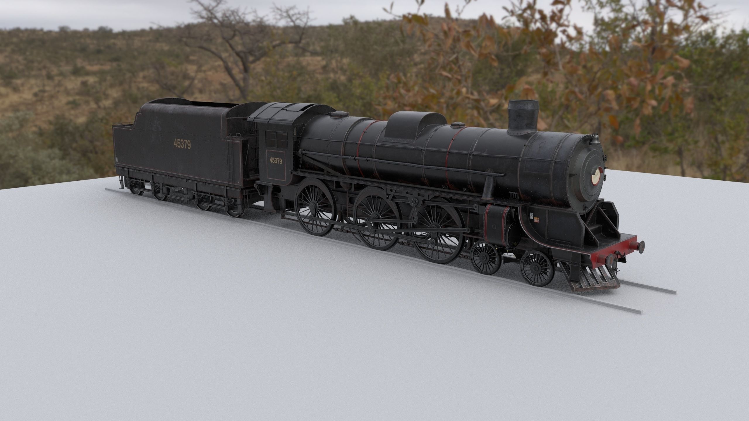 Locomotive and Coalcar model RIGGED 3D model_6