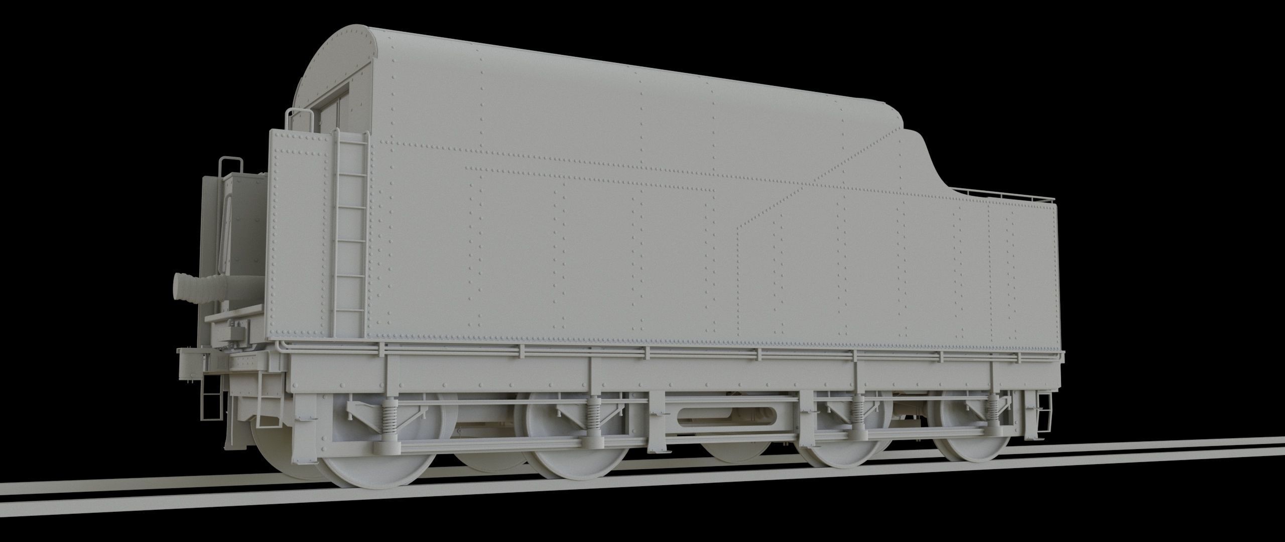 Locomotive and Coalcar model RIGGED 3D model_25