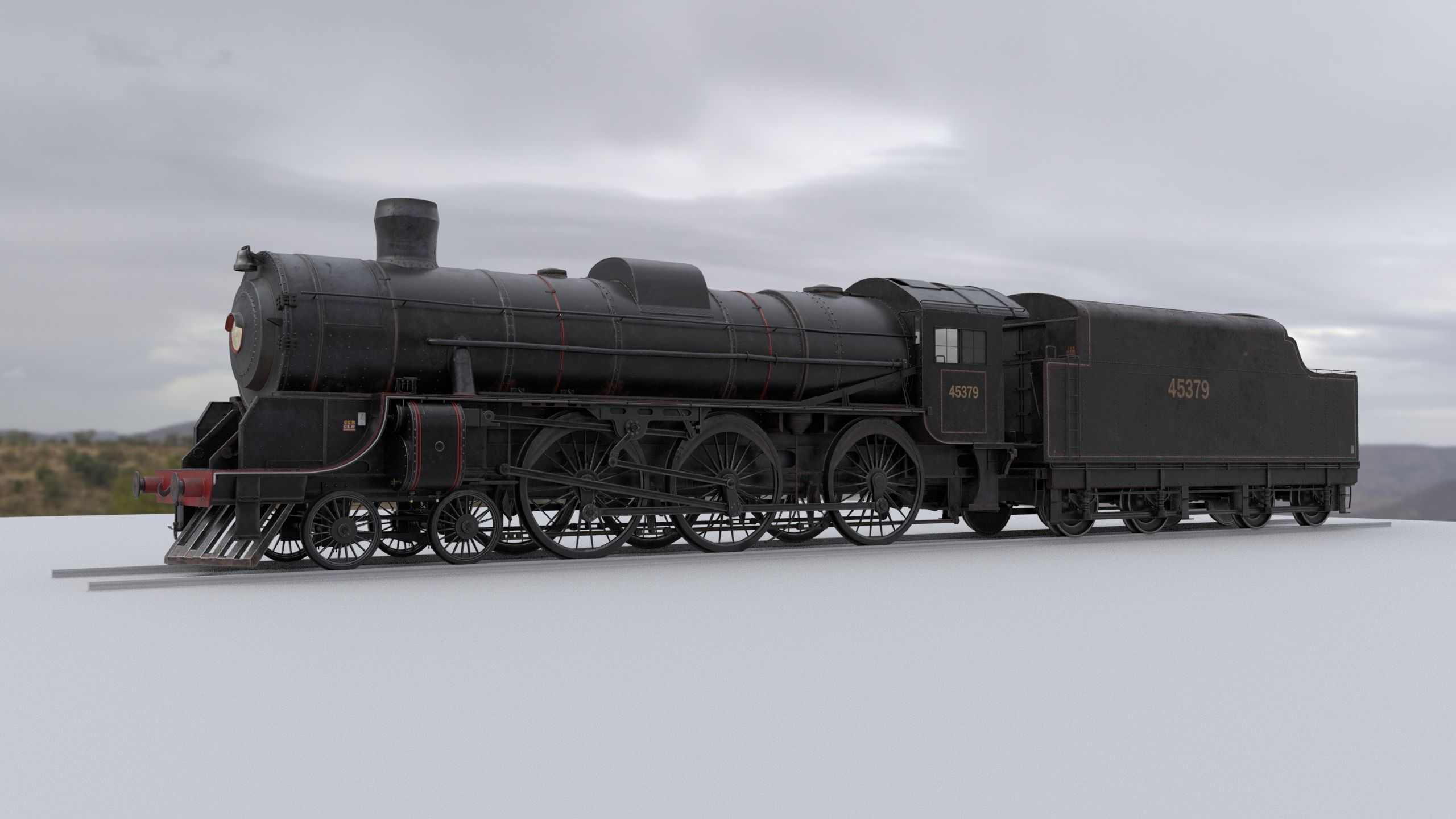 Locomotive and Coalcar model RIGGED 3D model_33