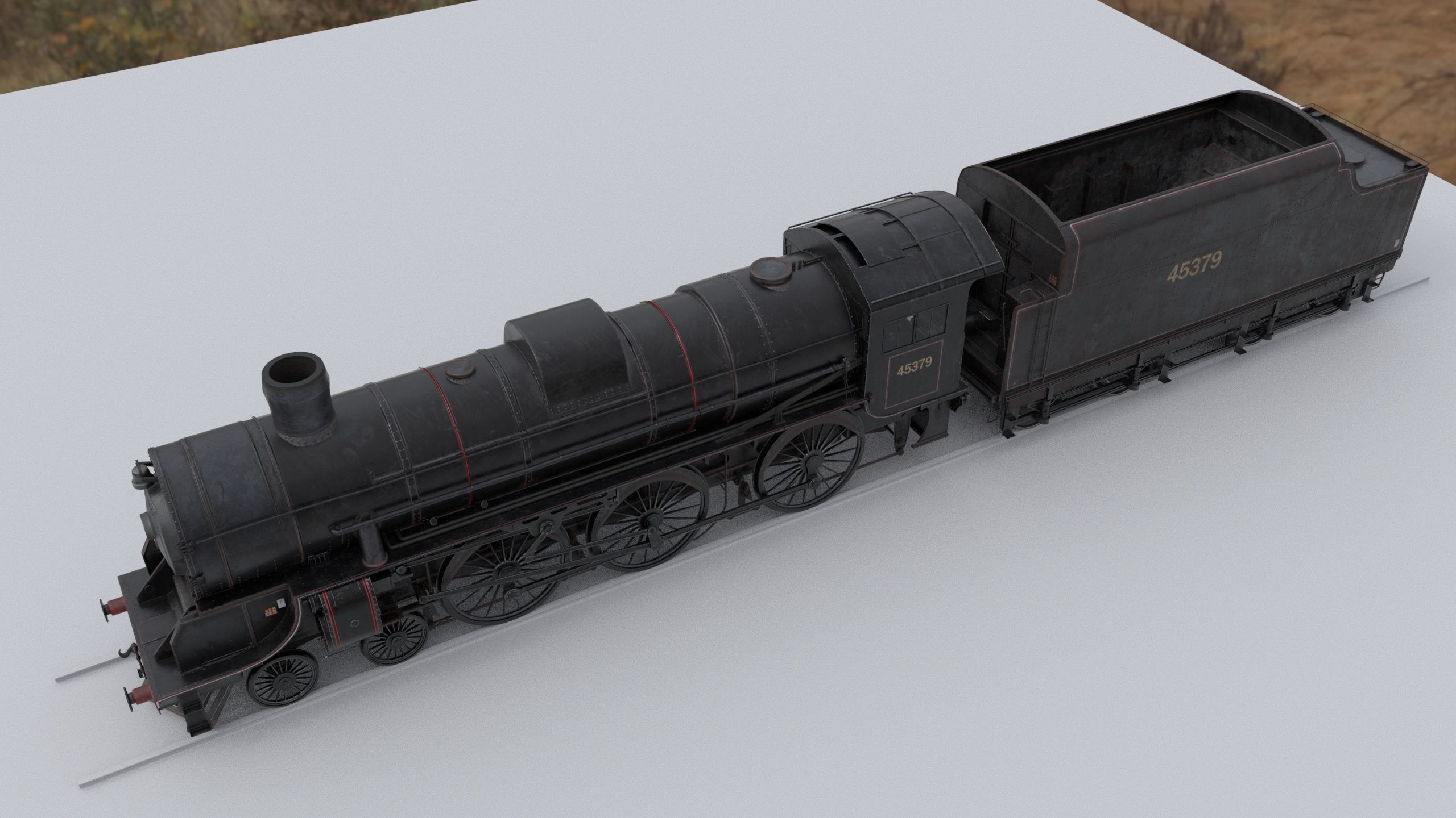 Locomotive and Coalcar model RIGGED 3D model_32