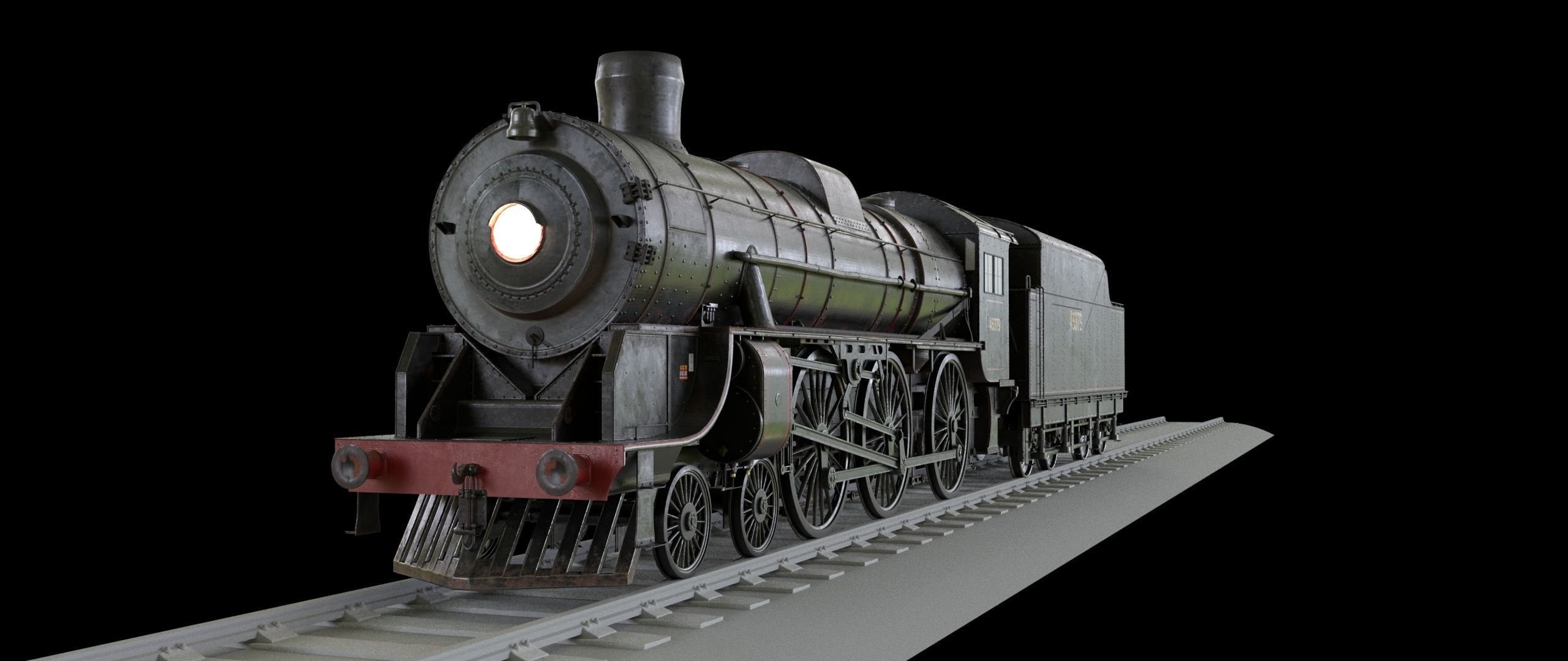 Locomotive and Coalcar model RIGGED 3D model_24