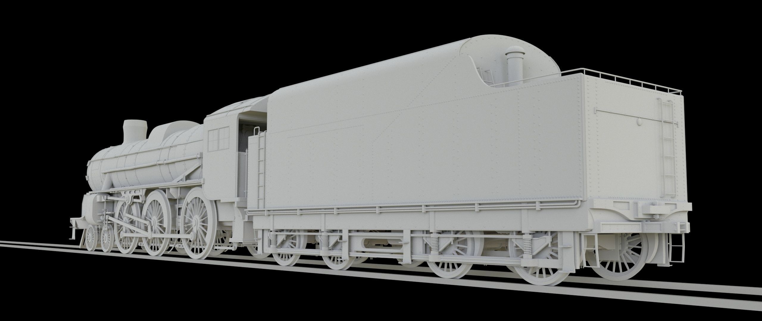 Locomotive and Coalcar model RIGGED 3D model_17