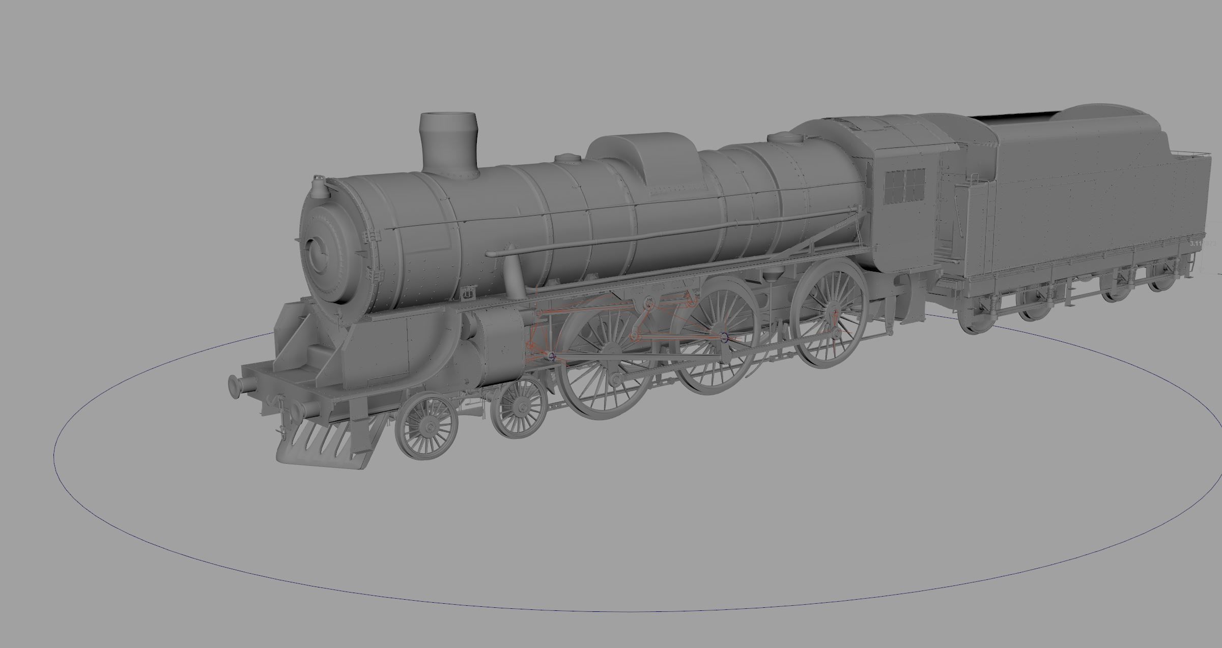 Locomotive and Coalcar model RIGGED 3D model_8
