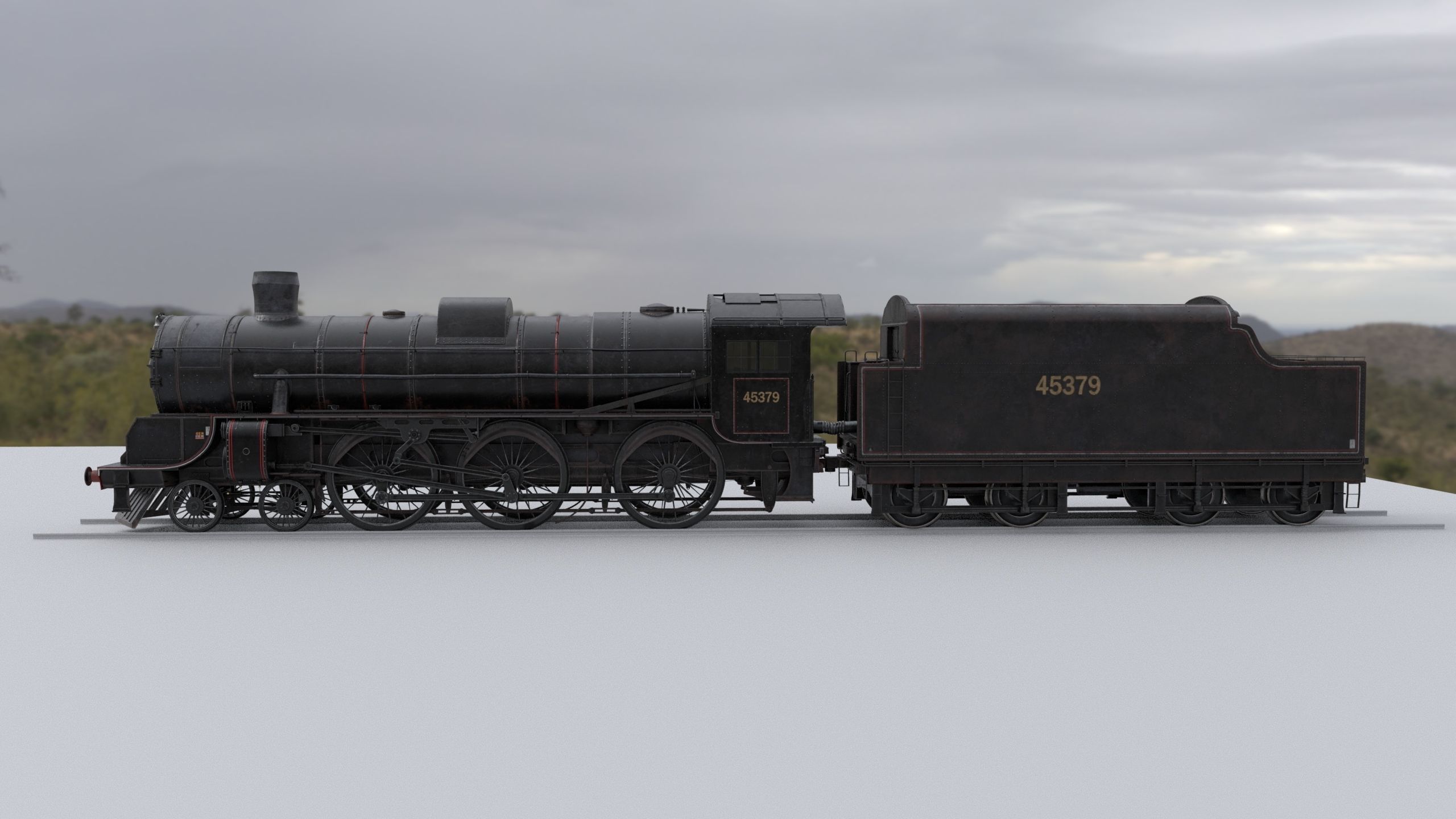 Locomotive and Coalcar model RIGGED 3D model_4