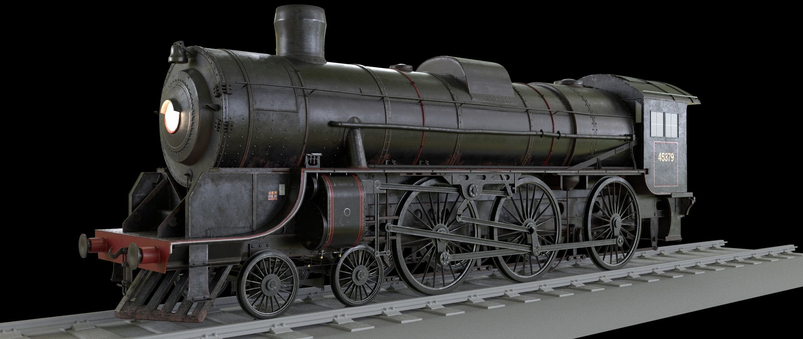 Locomotive and Coalcar model RIGGED 3D model_12