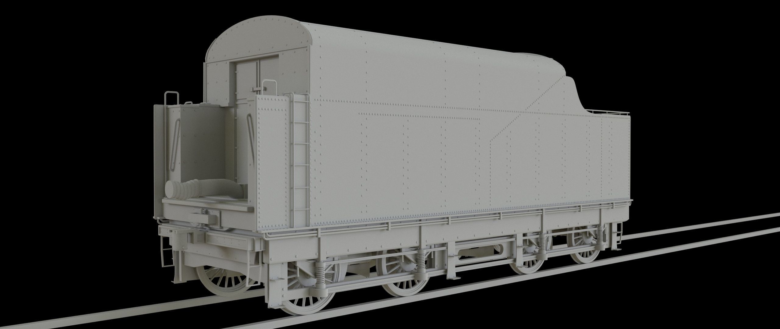 Locomotive and Coalcar model RIGGED 3D model_11