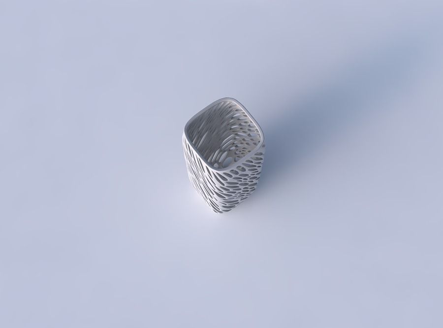Vase quadratic tall with twisted diagonal organic lattice 3D print model_2