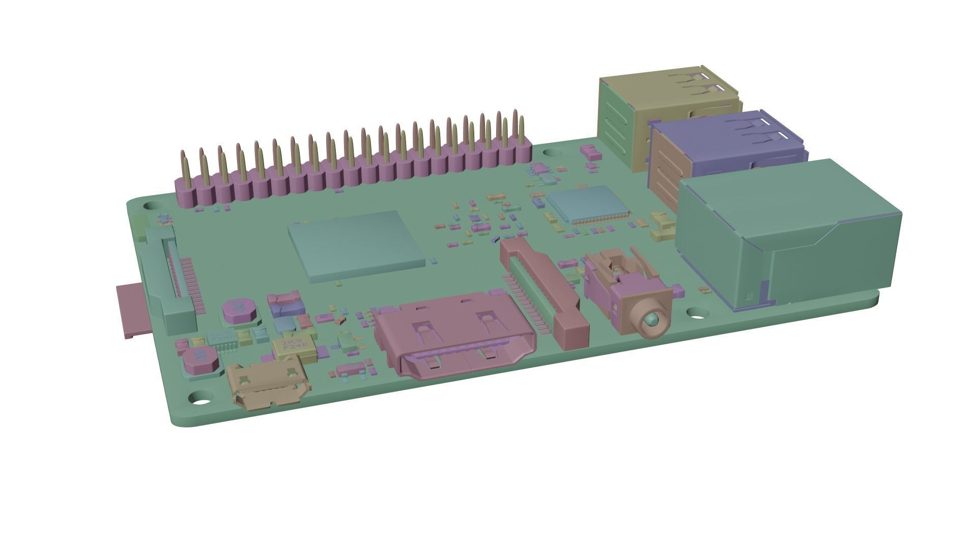 Raspberry pi 2 Low-poly 3D model_6
