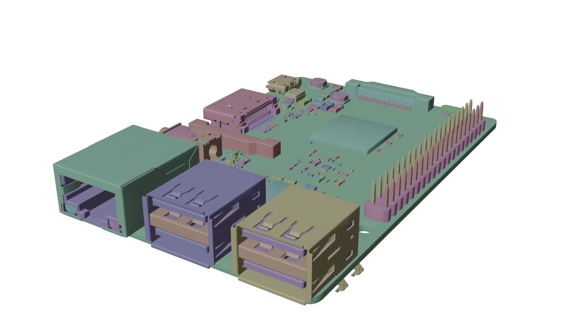 Raspberry pi 2 Low-poly 3D model_7