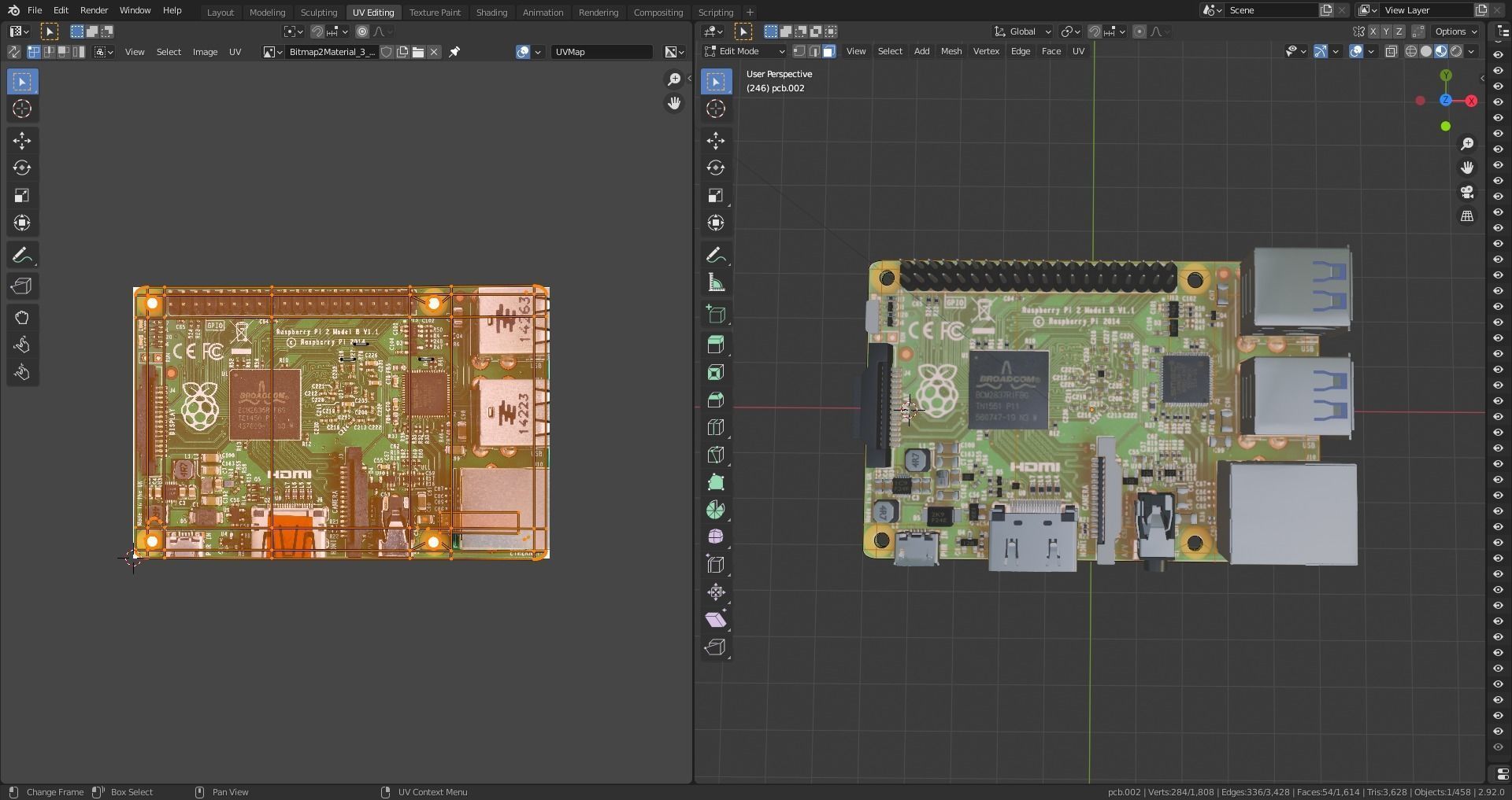 Raspberry pi 2 Low-poly 3D model_13