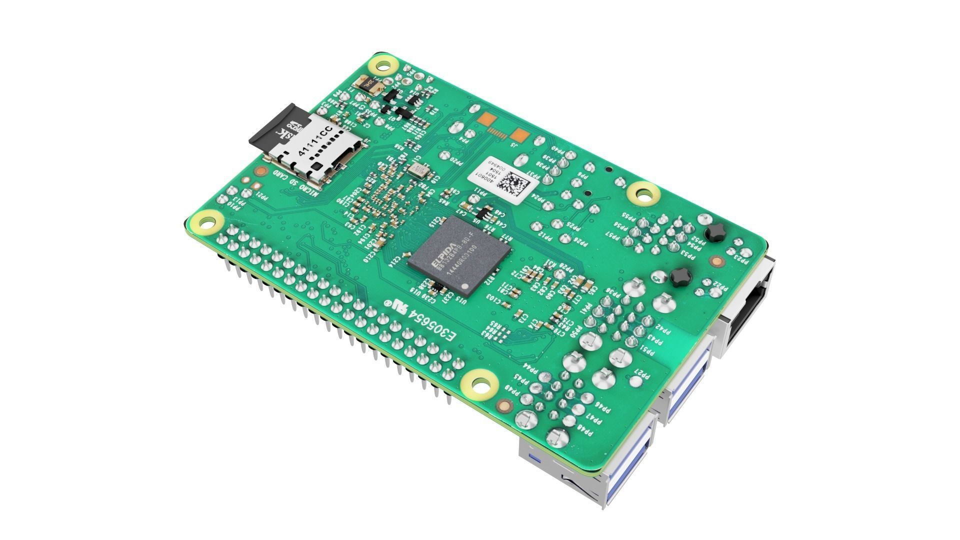 Raspberry pi 2 Low-poly 3D model_4