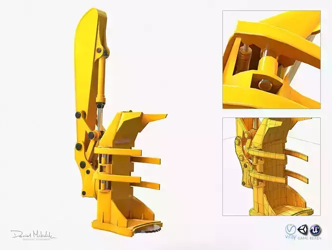Feller Buncher Arm PBR Riged Low-poly 3D model