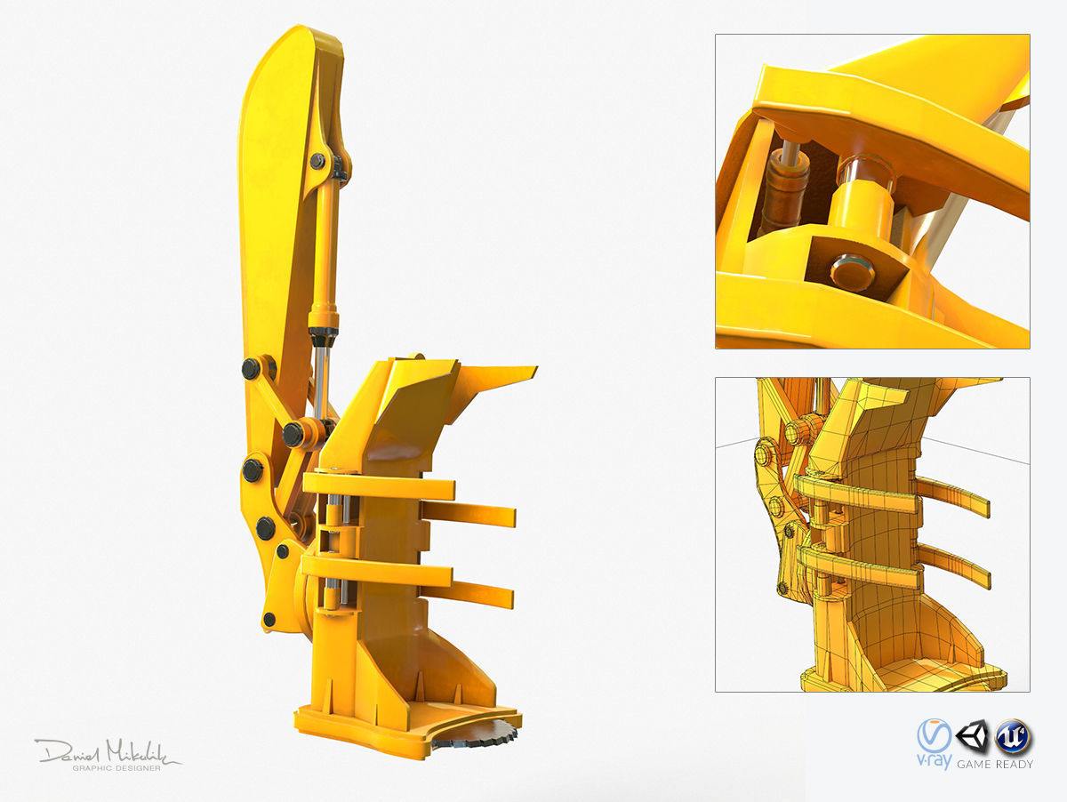 Feller Buncher Arm PBR Riged Low-poly 3D model_14