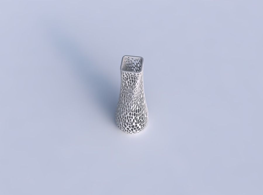Vase semi quadratic with dense organic lattice 2 3D print model_1