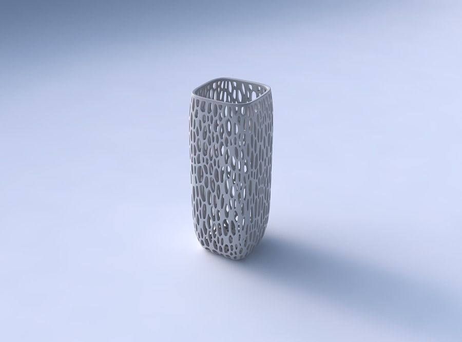 Vase quadratic tall with fine organic lattice 3D print model_3