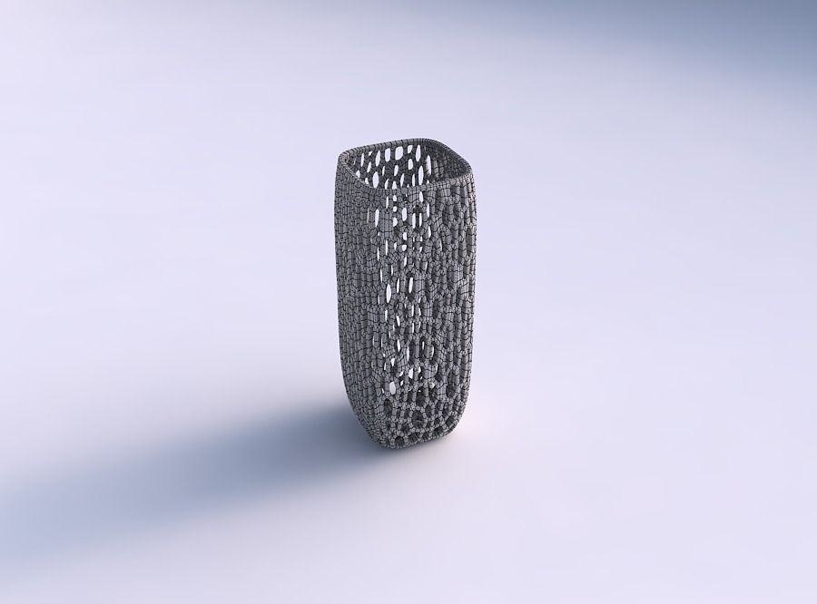 Vase quadratic tall with fine organic lattice 3D print model_5