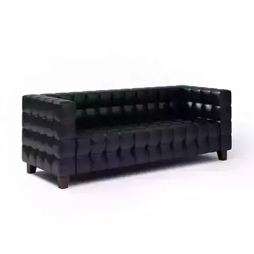 Black Leather Cushion Sofa