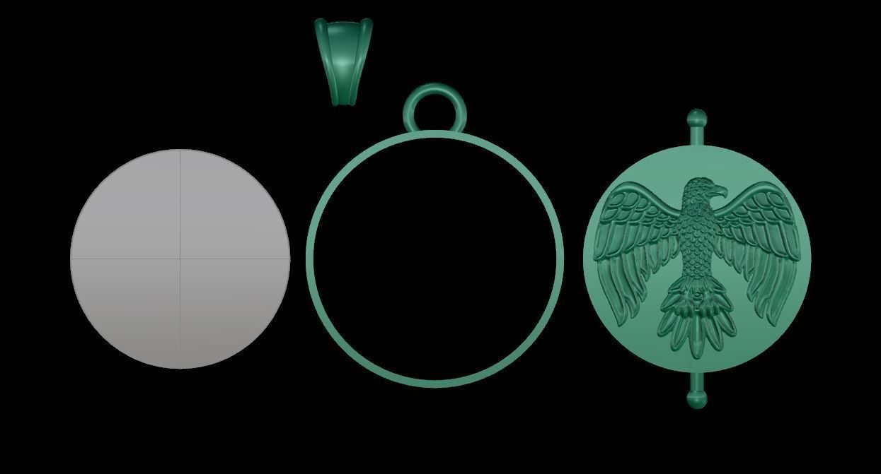double-sided revolve medallion with eagles 3D print model_4
