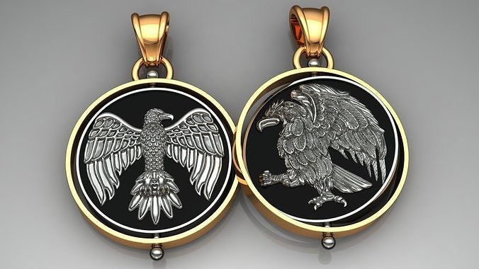 double-sided revolve medallion with eagles 3D print model