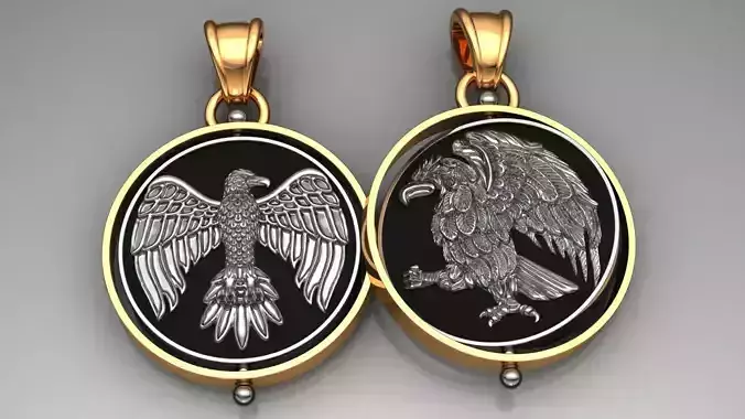 double-sided revolve medallion with eagles