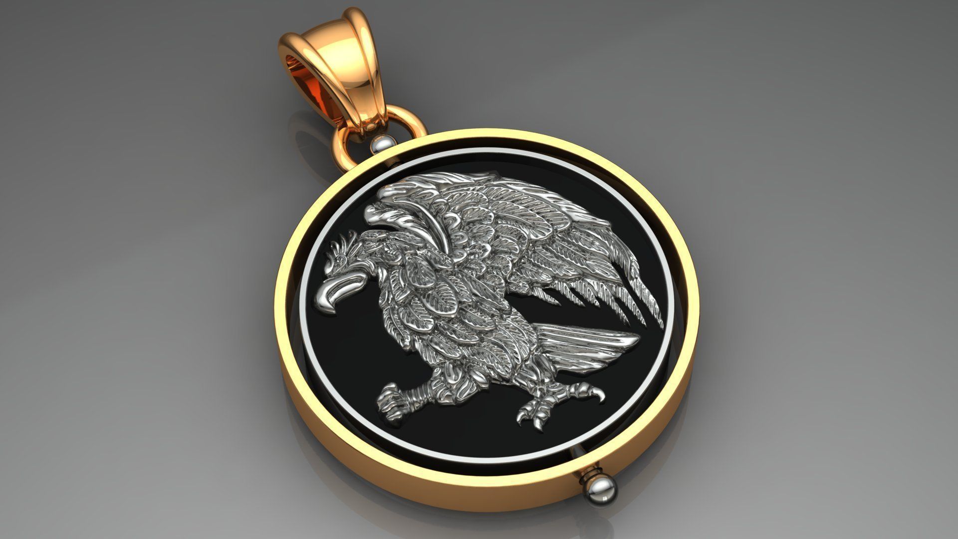 double-sided revolve medallion with eagles 3D print model_1