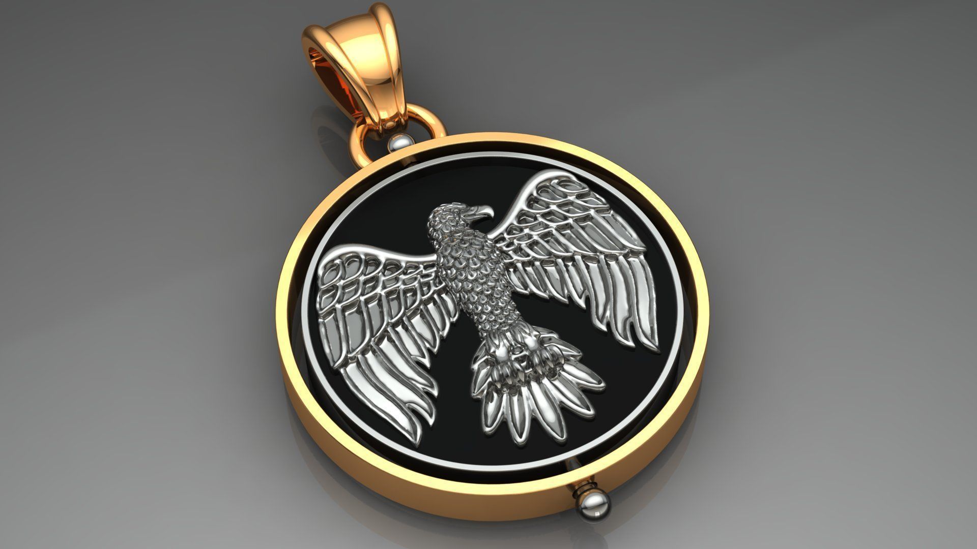 double-sided revolve medallion with eagles 3D print model_2