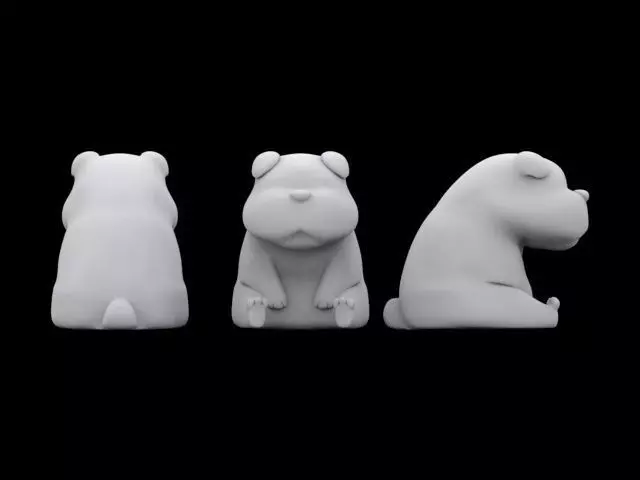 BearDog three hippo figurines 3D print model