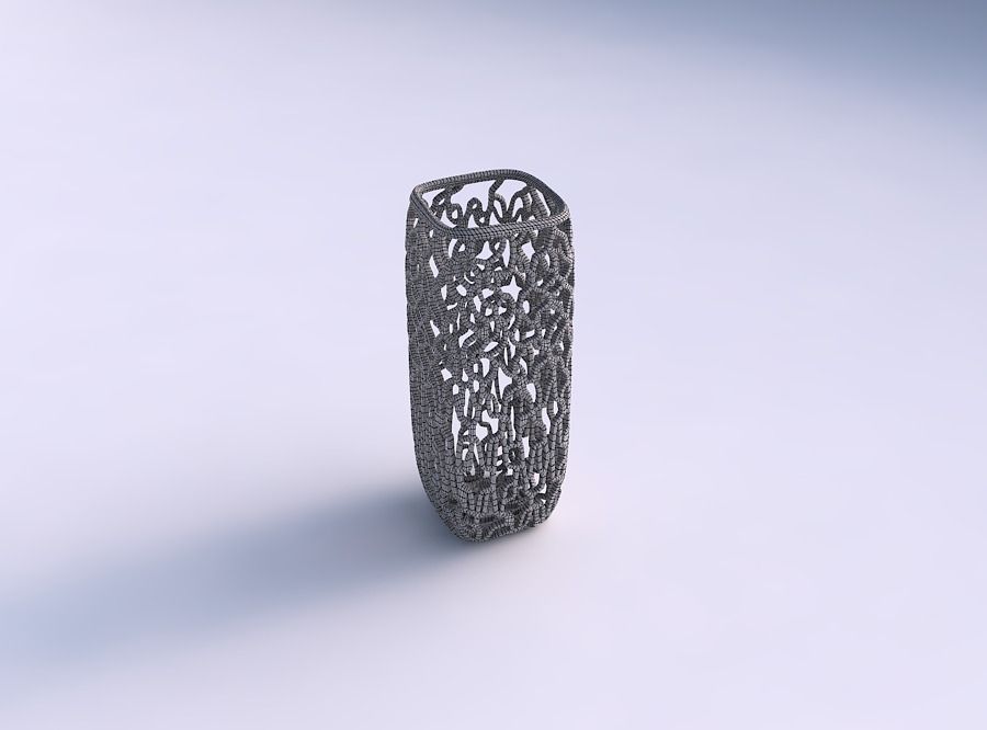 Vase quadratic tall with entangled lattice 3D print model_5
