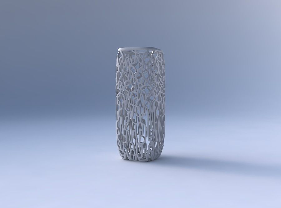 Vase quadratic tall with entangled lattice 3D print model_4