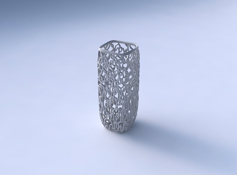 Vase quadratic tall with entangled lattice 3D print model_3