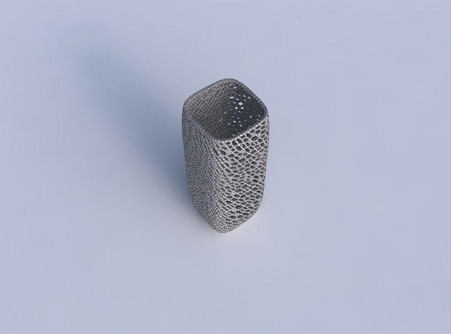 Vase quadratic tall with dense twisted organic lattice 3D print model_6